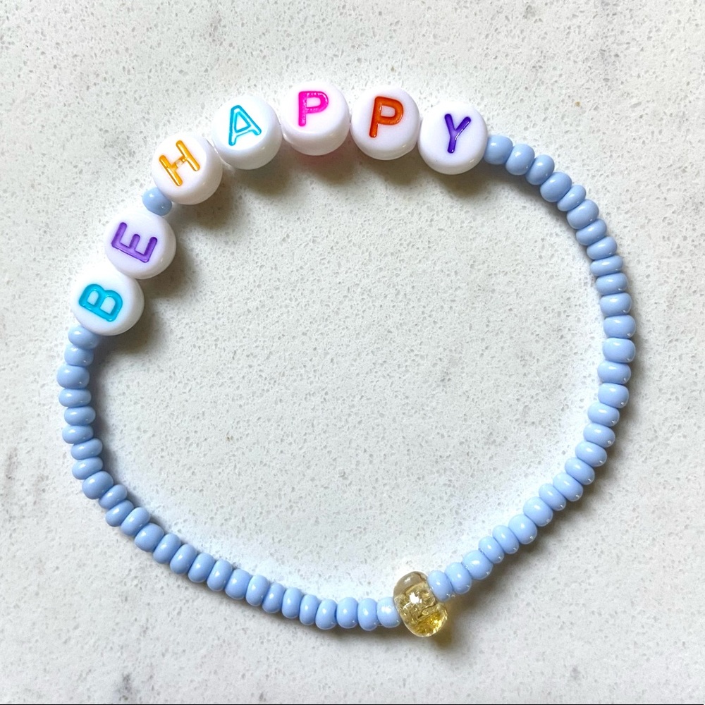 Be Happy Elastic Beaded Bracelet
